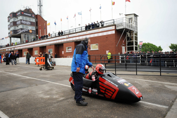 Nick Crowe's sidecar outfit ready for action on Tuesday evening